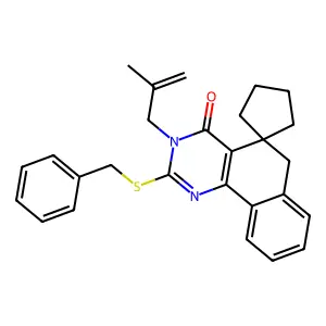 2-(benzylsulfanyl)-3-(2-methyl-2-propenyl)-5,6-dihydrospiro(benzo[h]quinazoline-5,1'-cyclopentane)-4(3H)-one structure