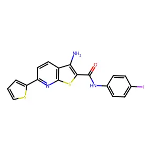 3-amino-N-(4-iodophenyl)-6-(thiophen-2-yl)thieno[2,3-b]pyridine-2-carboxamide structure
