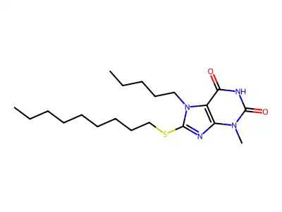 3-Methyl-8-nonylsulfanyl-7-pentylpurine-2,6-dione structure