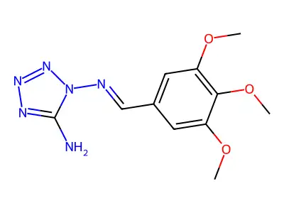 1-[(E)-(3,4,5-trimethoxyphenyl)methylideneamino]tetrazol-5-amine structure