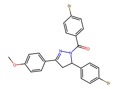 (4-bromophenyl)(5-(4-bromophenyl)-3-(4-methoxyphenyl)-4,5-dihydro-1H-pyrazol-1-yl)methanone structure