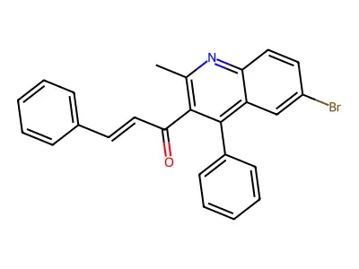 (E)-1-(6-bromo-2-methyl-4-phenylquinolin-3-yl)-3-phenylprop-2-en-1-one structure
