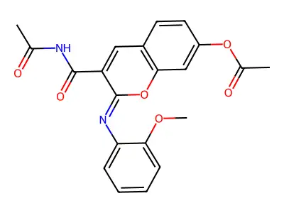 (2Z)-3-(acetylcarbamoyl)-2-[(2-methoxyphenyl)imino]-2H-chromen-7-yl acetate structure