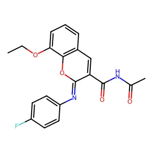 N-acetyl-8-ethoxy-2-(4-fluorophenyl)iminochromene-3-carboxamide structure