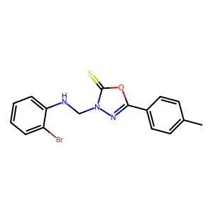3-[(2-Bromoanilino)methyl]-5-(4-methylphenyl)-1,3,4-oxadiazole-2-thione structure
