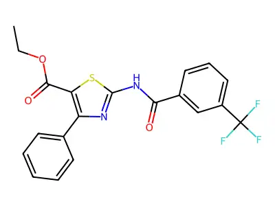 Ethyl 4-phenyl-2-(3-(trifluoromethyl)benzamido)thiazole-5-carboxylate structure