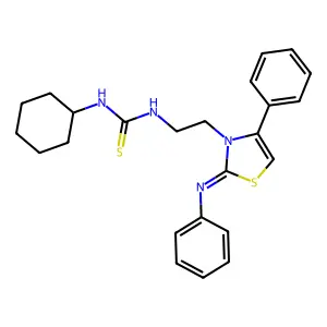(E)-1-cyclohexyl-3-(2-(4-phenyl-2-(phenylimino)thiazol-3(2H)-yl)ethyl)thiourea structure