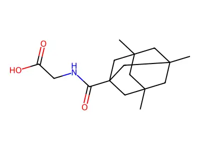 N-[(3,5,7-trimethyl-1-adamantyl)carbonyl]glycine structure