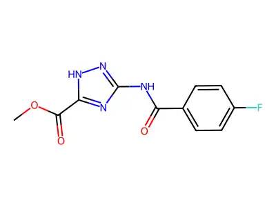 methyl 3-[(4-fluorobenzoyl)amino]-1H-1,2,4-triazole-5-carboxylate structure
