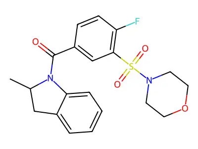(4-fluoro-3-morpholin-4-ylsulfonylphenyl)-(2-methyl-2,3-dihydroindol-1-yl)methanone structure
