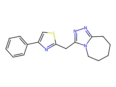 4-phenyl-2-({5H,6H,7H,8H,9H-[1,2,4]triazolo[4,3-a]azepin-3-yl}methyl)-1,3-thiazole structure