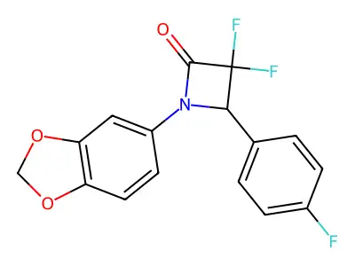 1-(1,3-Benzodioxol-5-yl)-3,3-difluoro-4-(4-fluorophenyl)azetidin-2-one structure