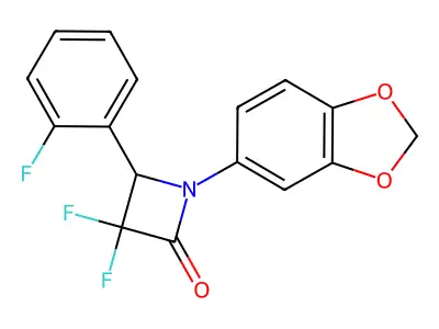 1-(1,3-Benzodioxol-5-yl)-3,3-difluoro-4-(2-fluorophenyl)azetidin-2-one structure