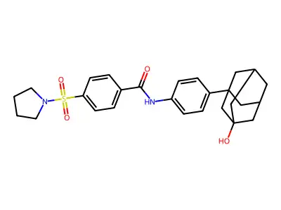 N-[4-(3-hydroxyadamantan-1-yl)phenyl]-4-(pyrrolidine-1-sulfonyl)benzamide structure