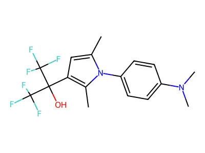 2-{1-[4-(dimethylamino)phenyl]-2,5-dimethyl-1H-pyrrol-3-yl}-1,1,1,3,3,3-hexafluoropropan-2-ol structure