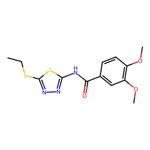 N-[5-(ethylsulfanyl)-1,3,4-thiadiazol-2-yl]-3,4-dimethoxybenzamide structure