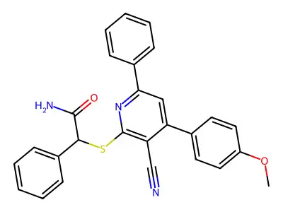 2-[3-Cyano-4-(4-methoxyphenyl)-6-phenylpyridin-2-yl]sulfanyl-2-phenylacetamide structure