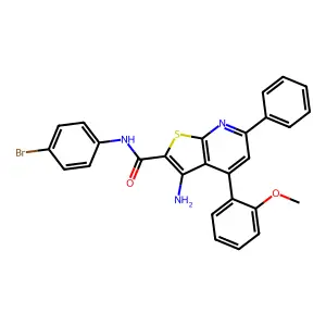 3-amino-N-(4-bromophenyl)-4-(2-methoxyphenyl)-6-phenylthieno[2,3-b]pyridine-2-carboxamide structure