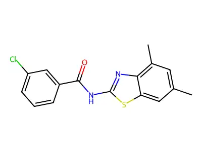3-chloro-N-(4,6-dimethyl-1,3-benzothiazol-2-yl)benzamide structure