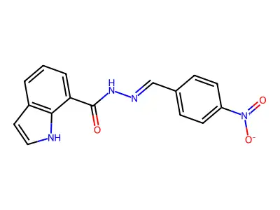 N-[(4-nitrophenyl)methylideneamino]-1H-indole-7-carboxamide structure