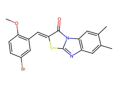 2-(5-bromo-2-methoxybenzylidene)-6,7-dimethyl[1,3]thiazolo[3,2-a]benzimidazol-3(2H)-one structure