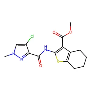 methyl 2-[(4-chloro-1-methylpyrazole-3-carbonyl)amino]-4,5,6,7-tetrahydro-1-benzothiophene-3-carboxylate structure