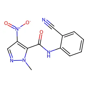 N-(2-cyanophenyl)-2-methyl-4-nitropyrazole-3-carboxamide structure
