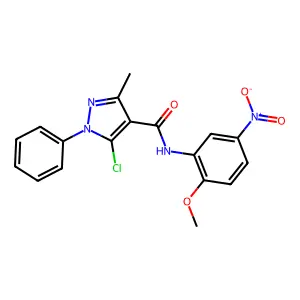 5-chloro-N-{5-nitro-2-methoxyphenyl}-3-methyl-1-phenyl-1H-pyrazole-4-carboxamide structure
