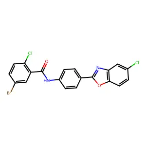 5-bromo-2-chloro-N-[4-(5-chloro-1,3-benzoxazol-2-yl)phenyl]benzamide structure