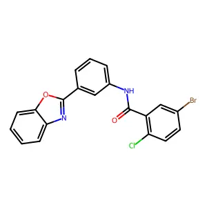 N-[3-(1,3-benzoxazol-2-yl)phenyl]-5-bromo-2-chlorobenzamide structure