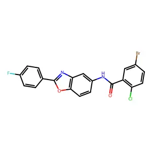 5-bromo-2-chloro-N-[2-(4-fluorophenyl)-1,3-benzoxazol-5-yl]benzamide structure