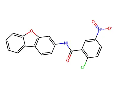 2-chloro-N-dibenzofuran-3-yl-5-nitrobenzamide structure