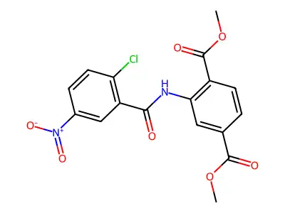 Dimethyl 2-[(2-chloro-5-nitrobenzoyl)amino]terephthalate structure