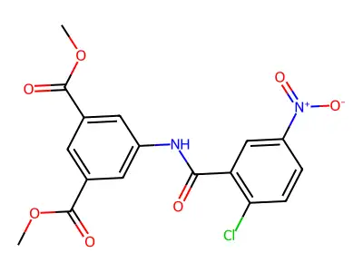 Methyl 3-((2-chloro-5-nitrophenyl)carbonylamino)-5-(methoxycarbonyl)benzoate structure