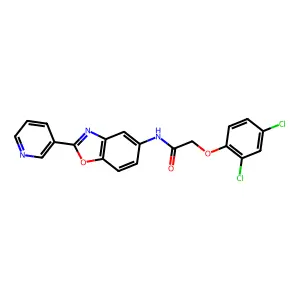2-(2,4-dichlorophenoxy)-N-[2-(pyridin-3-yl)-1,3-benzoxazol-5-yl]acetamide structure