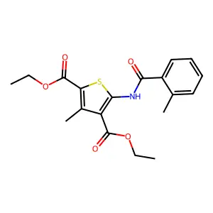 Diethyl 3-methyl-5-{[(2-methylphenyl)carbonyl]amino}thiophene-2,4-dicarboxylate structure