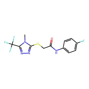 N-(4-fluorophenyl)-2-{[4-methyl-5-(trifluoromethyl)-4H-1,2,4-triazol-3-yl]sulfanyl}acetamide structure