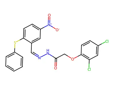 2-(2,4-dichlorophenoxy)-N'-{[5-nitro-2-(phenylsulfanyl)phenyl]methylene}acetohydrazide structure
