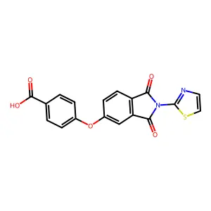 4-((1,3-Dioxo-2-(thiazol-2-yl)isoindolin-5-yl)oxy)benzoic acid structure