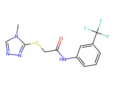 2-[(4-methyl-4H-1,2,4-triazol-3-yl)sulfanyl]-N-[3-(trifluoromethyl)phenyl]acetamide structure