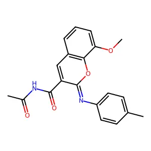(2Z)-N-acetyl-8-methoxy-2-[(4-methylphenyl)imino]-2H-chromene-3-carboxamide structure