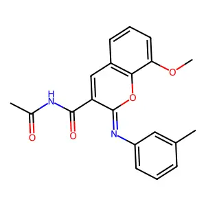 (2Z)-N-acetyl-8-methoxy-2-[(3-methylphenyl)imino]-2H-chromene-3-carboxamide structure