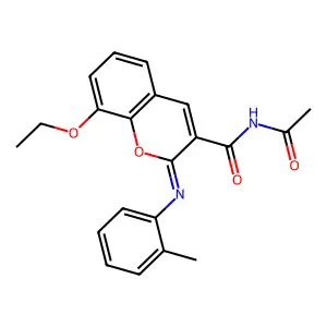 (2Z)-N-acetyl-8-ethoxy-2-[(2-methylphenyl)imino]-2H-chromene-3-carboxamide structure