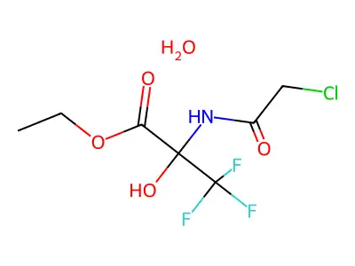 Ethyl 2-[(2-chloroacetyl)amino]-3,3,3-trifluoro-2-hydroxypropanoate hydrate structure