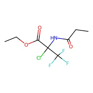 Ethyl 2-chloro-3,3,3-trifluoro-2-(propionylamino)propanoate structure