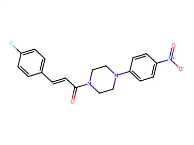 (E)-3-(4-fluorophenyl)-1-[4-(4-nitrophenyl)piperazin-1-yl]prop-2-en-1-one structure