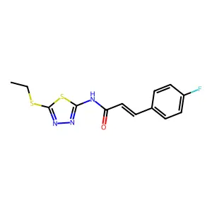 (E)-N-(5-ethylsulfanyl-1,3,4-thiadiazol-2-yl)-3-(4-fluorophenyl)prop-2-enamide structure
