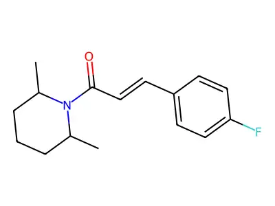 (E)-1-(2,6-dimethylpiperidin-1-yl)-3-(4-fluorophenyl)prop-2-en-1-one structure