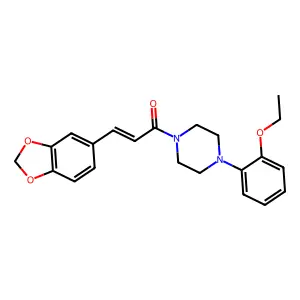 (E)-3-(1,3-benzodioxol-5-yl)-1-[4-(2-ethoxyphenyl)piperazin-1-yl]prop-2-en-1-one structure