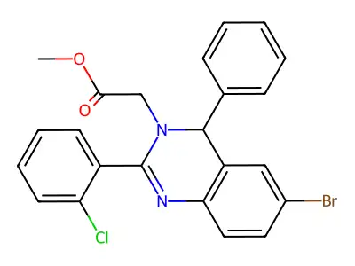 methyl [6-bromo-2-(2-chlorophenyl)-4-phenylquinazolin-3(4H)-yl]acetate structure